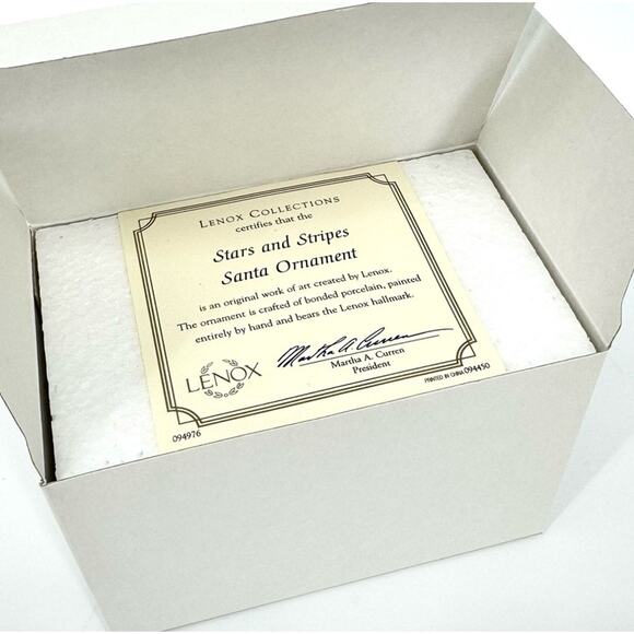 Vintage Lenox Stars and Stripes‎ Santa Ornament Patriotic Peace on Earth 2002 - Picture 4 of 7